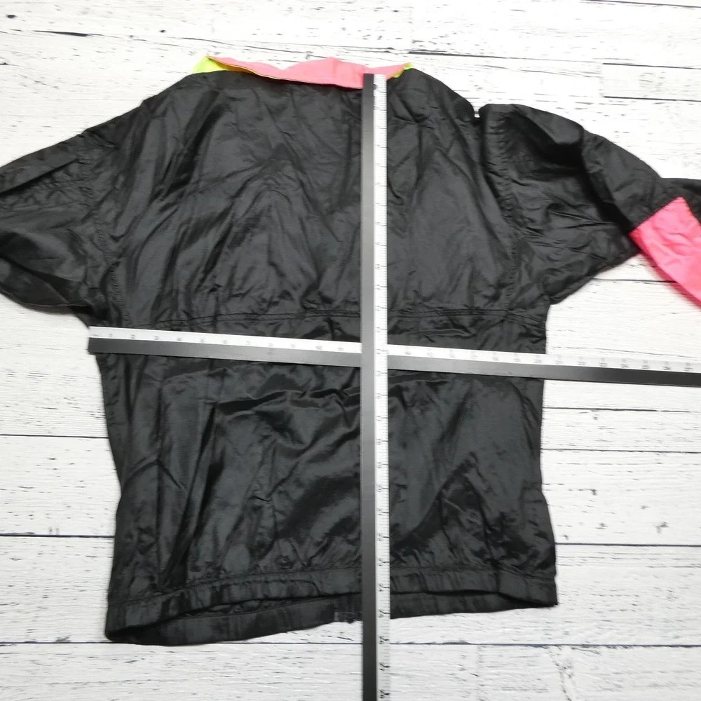 Vintage Columbia Jacket Womens Large Black Neon Nylon Windbreaker Colorblock 90s